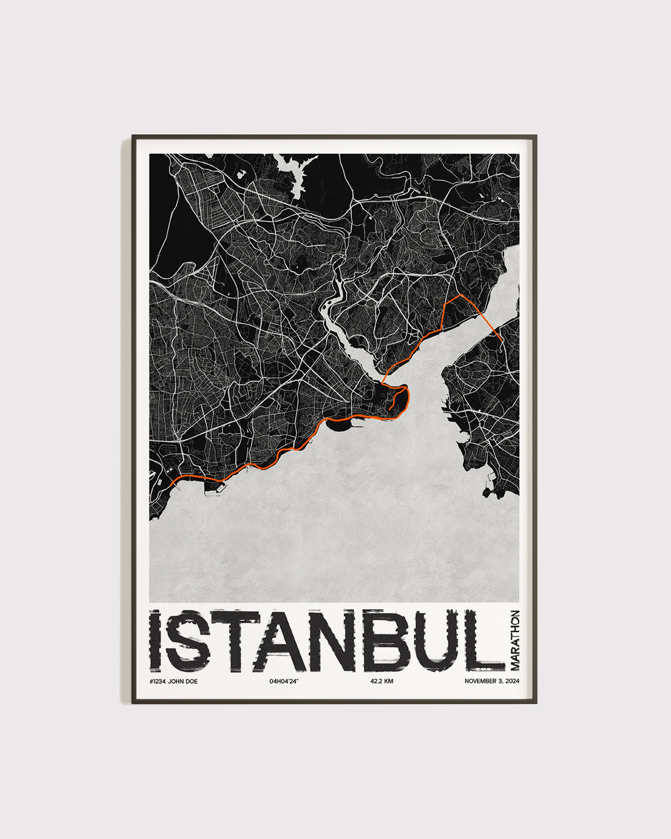 Affiche personnalisée Marathon d'Istanbul 2024 | Format A3 (29,7 x 42,0 cm)