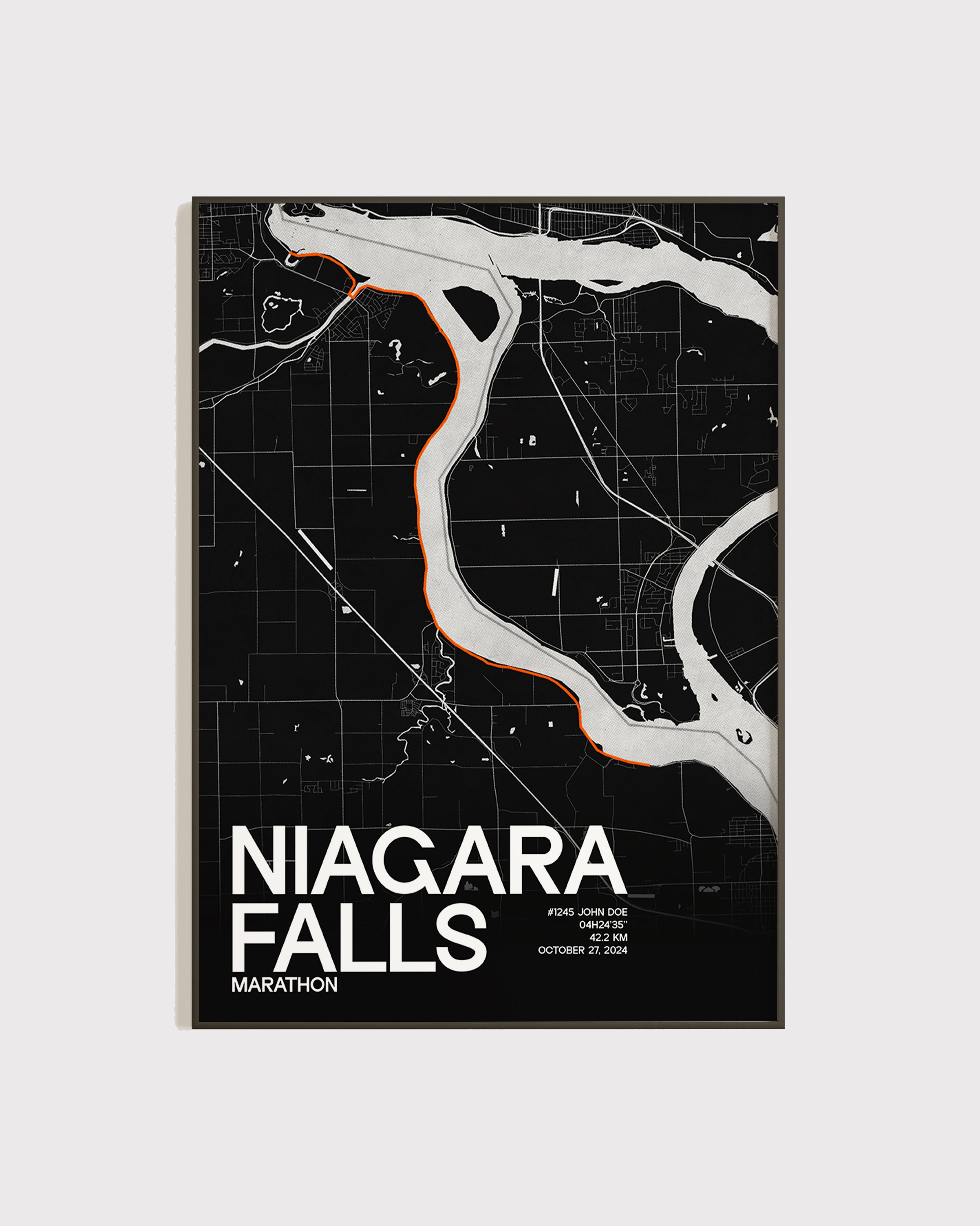 Affiche personnalisée Marathon de Niagara Falls 2024 | Format A3 (29,7 x 42,0 cm)