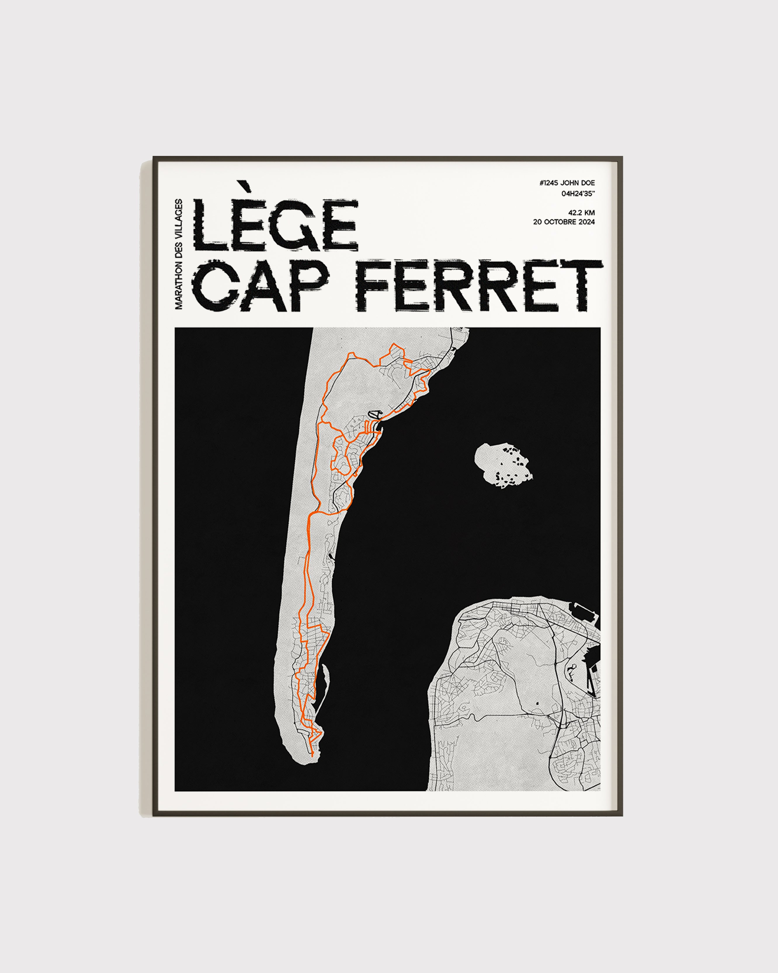 Affiche personnalisée Marathon des Villages — Lège / Cap Ferret 2024 | Format A3 (29,7 x 42,0 cm)