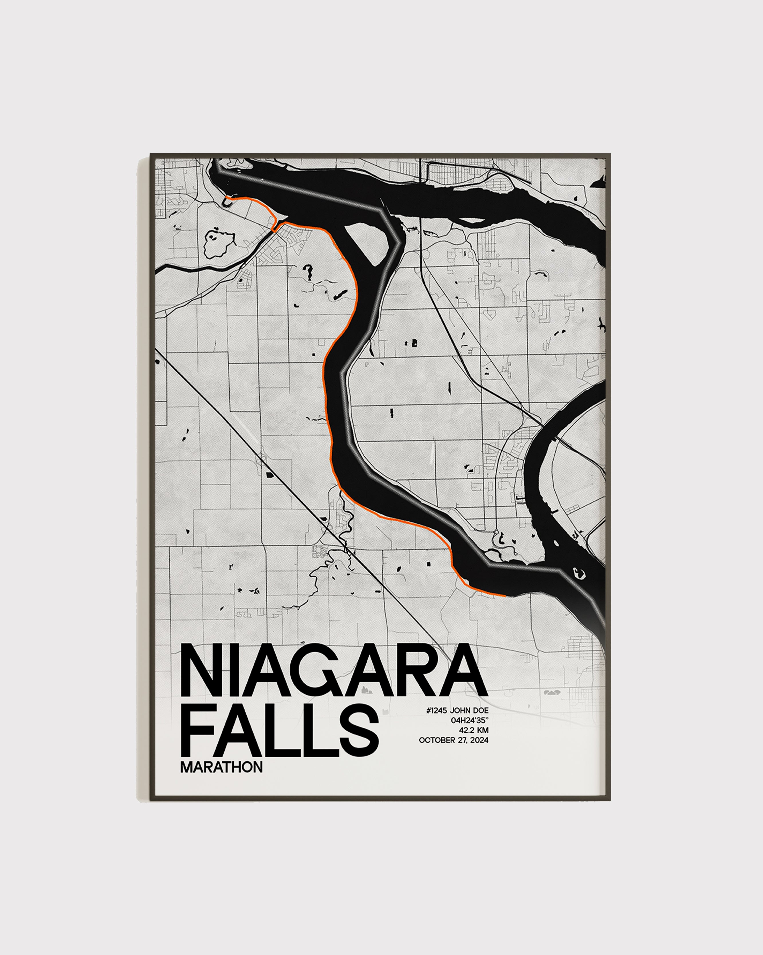 Affiche personnalisée Marathon de Niagara Falls 2024 | Format A3 (29,7 x 42,0 cm)