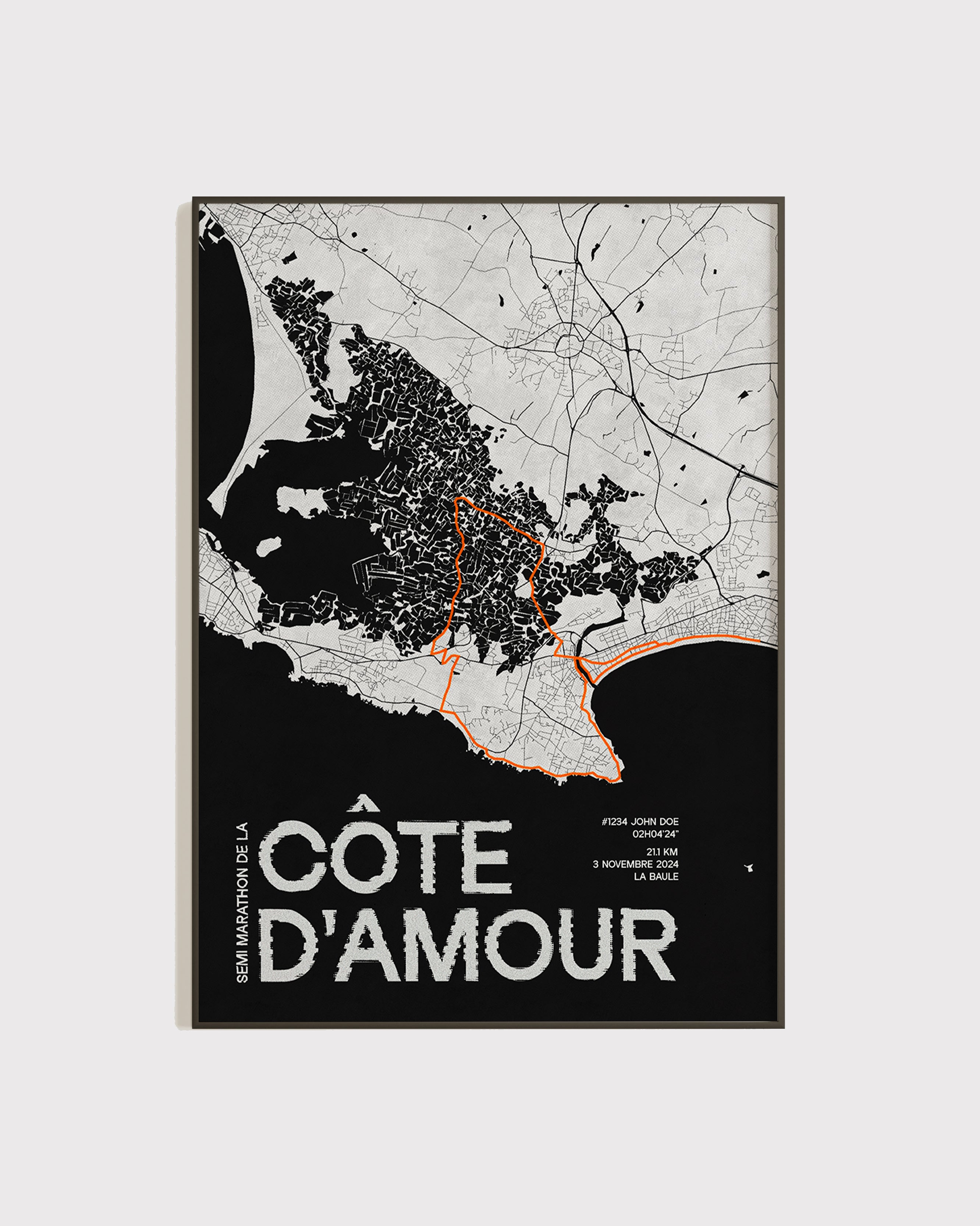 Affiche personnalisée Semi Marathon de la Côte d'Amour 2024 | Format A3 (29,7 x 42,0 cm)