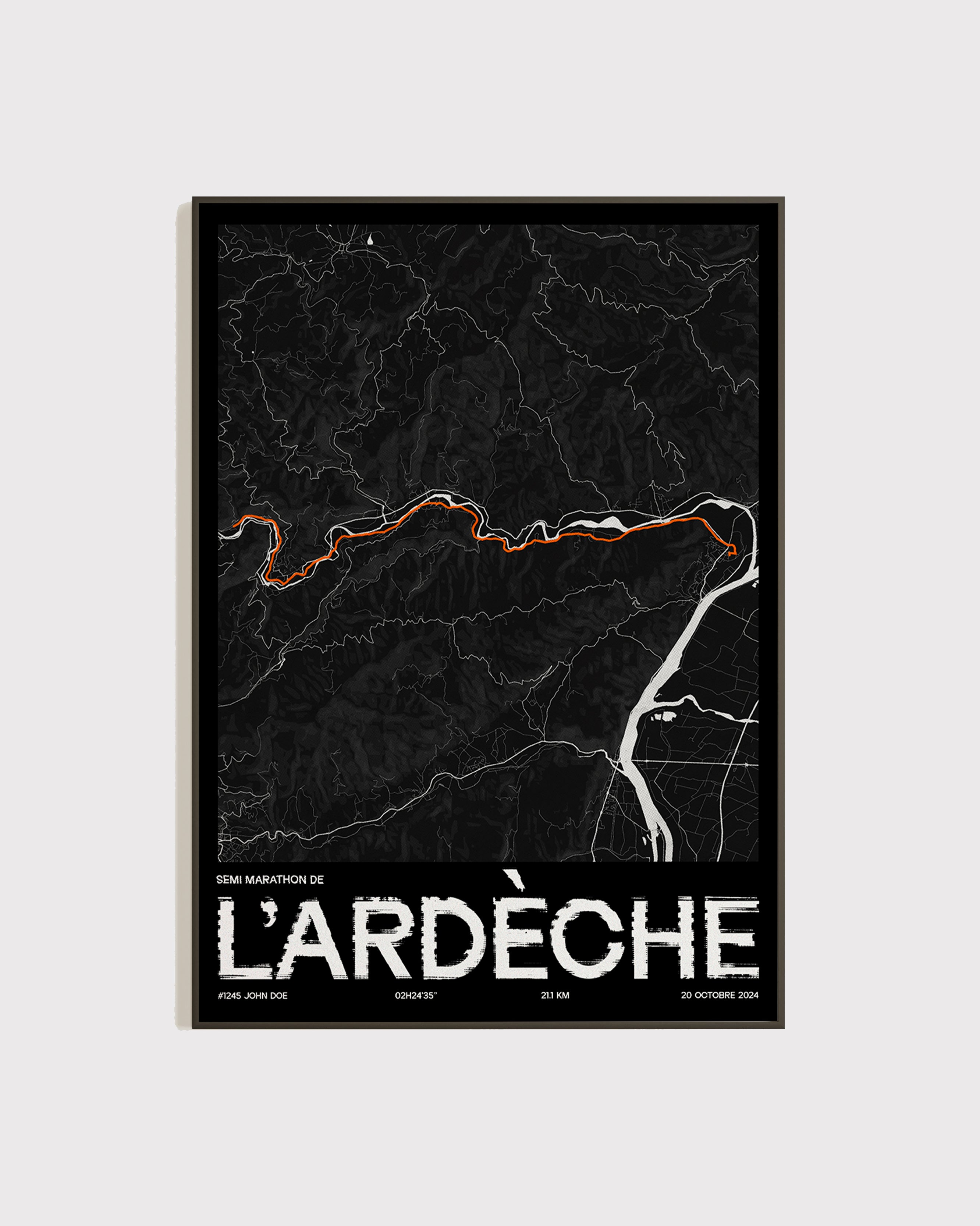 Affiche personnalisée Semi Marathon de l'Ardèche 2024 | Format A3 (29,7 x 42,0 cm)