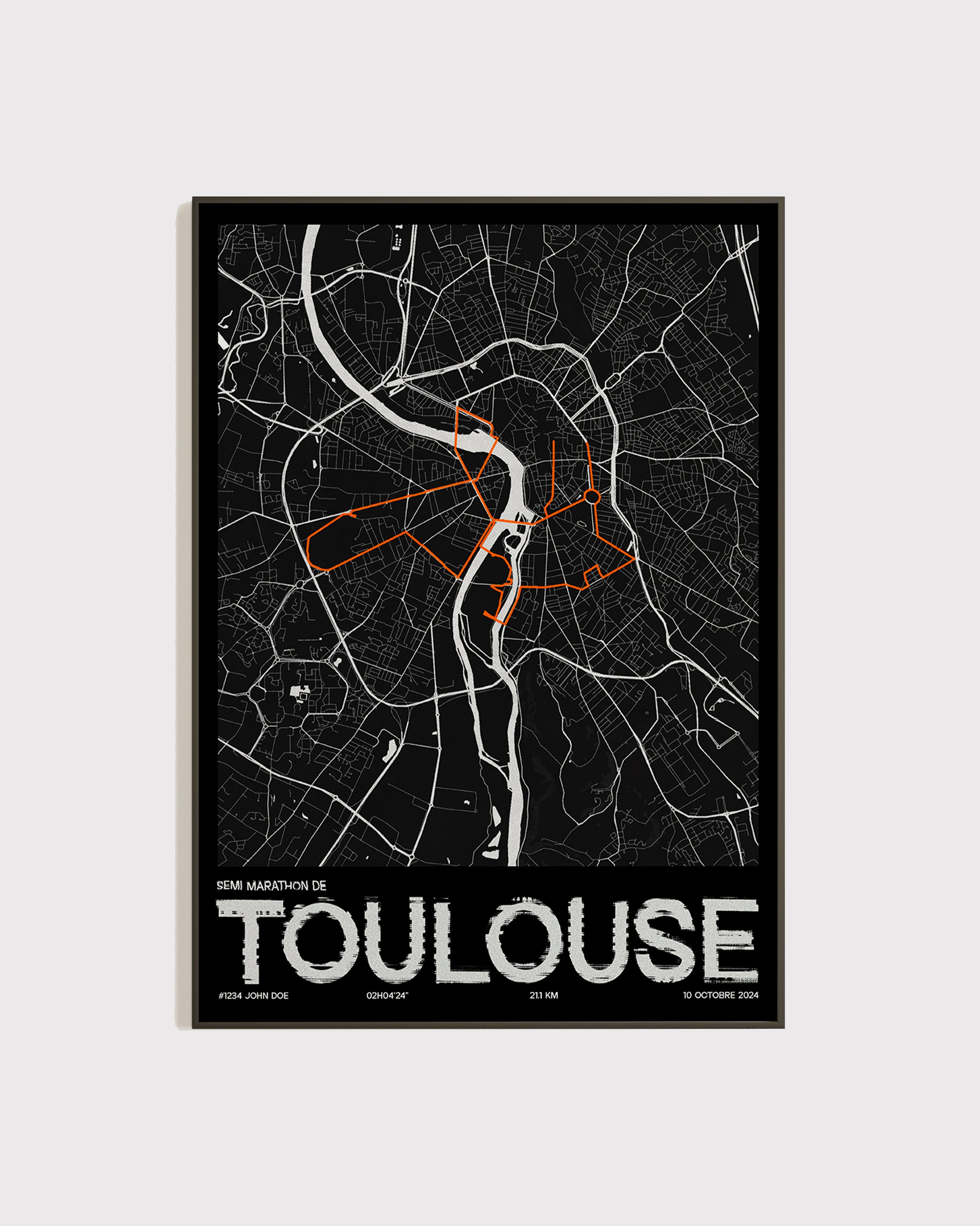 Affiche personnalisée Semi Marathon de Toulouse 2024 | Format A3 (29,7 x 42,0 cm)