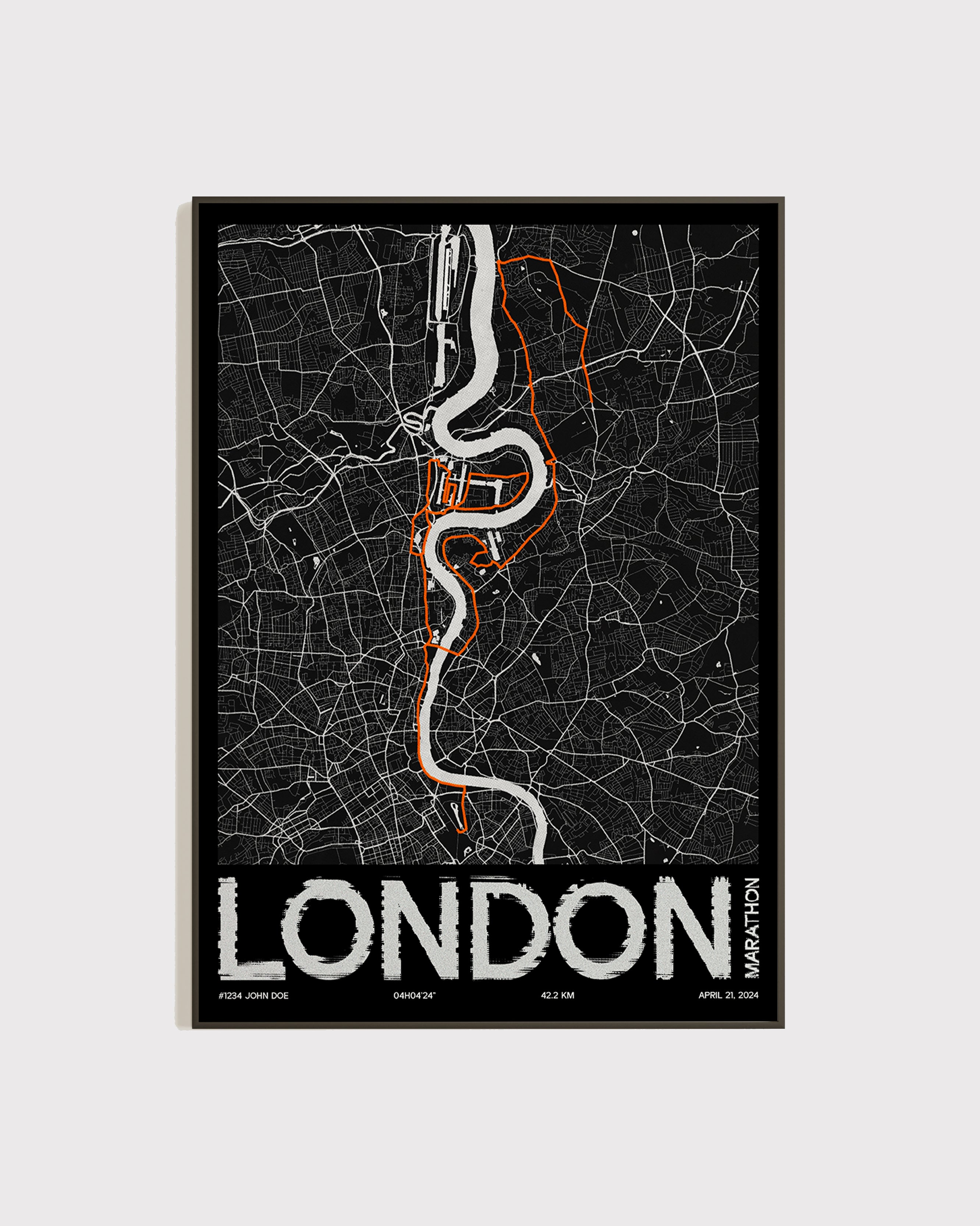 Affiche personnalisée Marathon de Londres 2024 | Format A3 (29,7 x 42,0 cm)