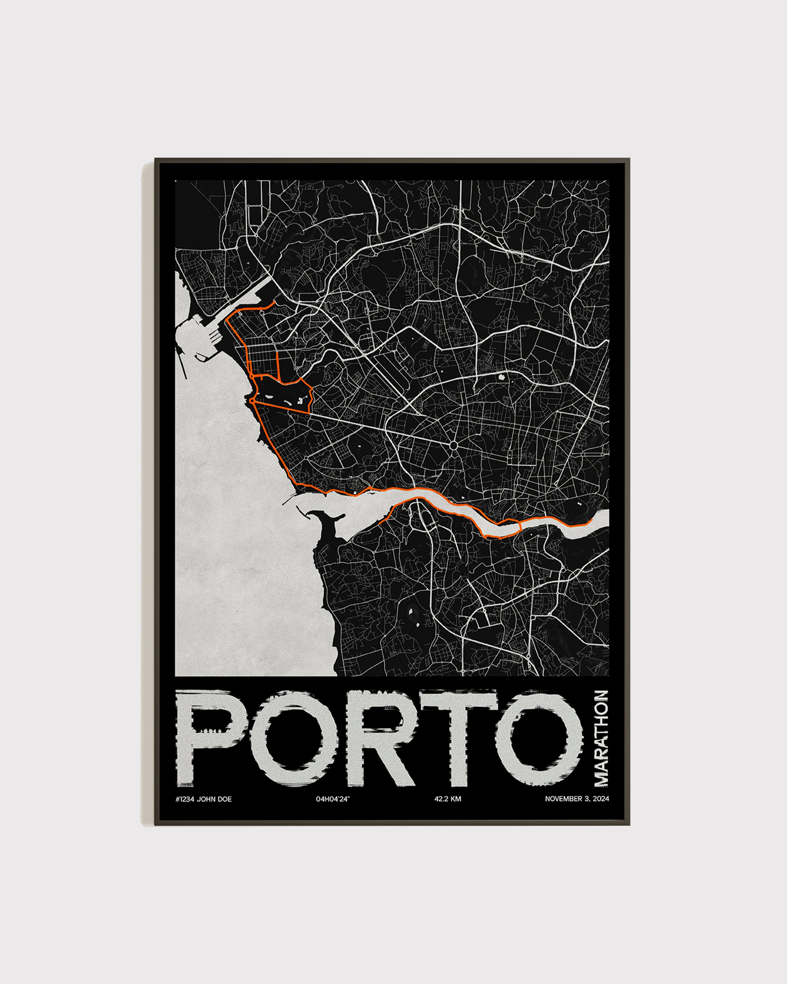 Affiche personnalisée Marathon de Porto 2024 | Format A3 (29,7 x 42,0 cm)