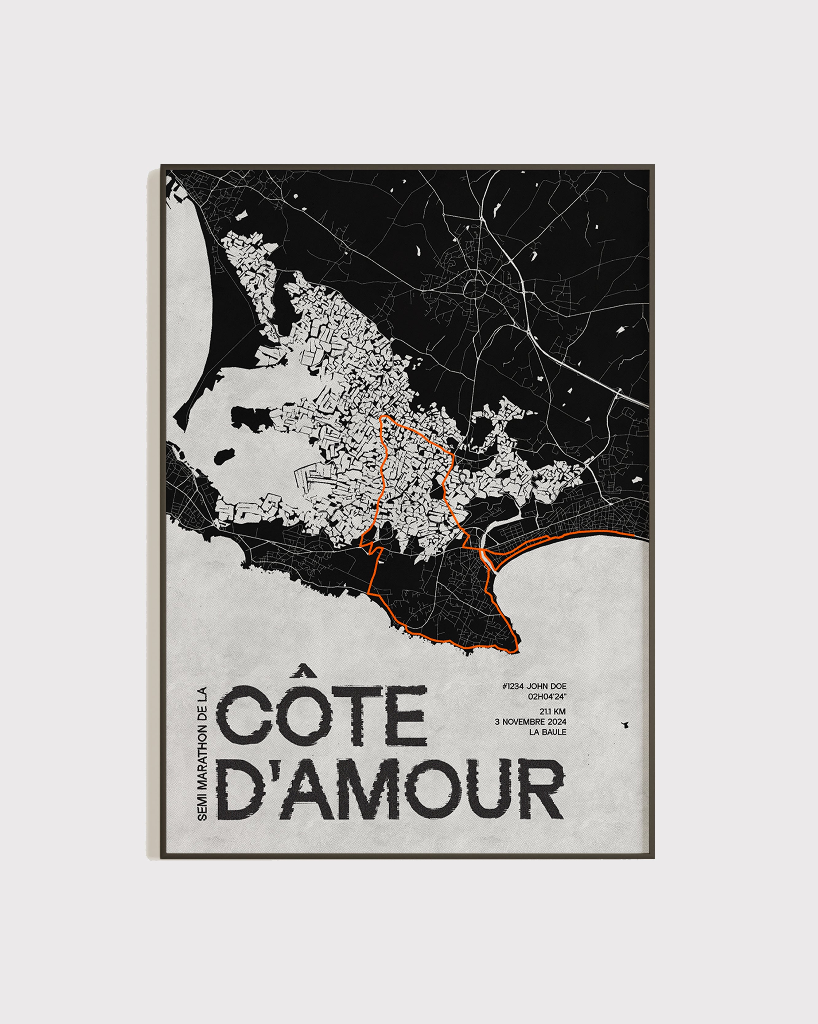 Affiche personnalisée Semi Marathon de la Côte d'Amour 2024 | Format A3 (29,7 x 42,0 cm)