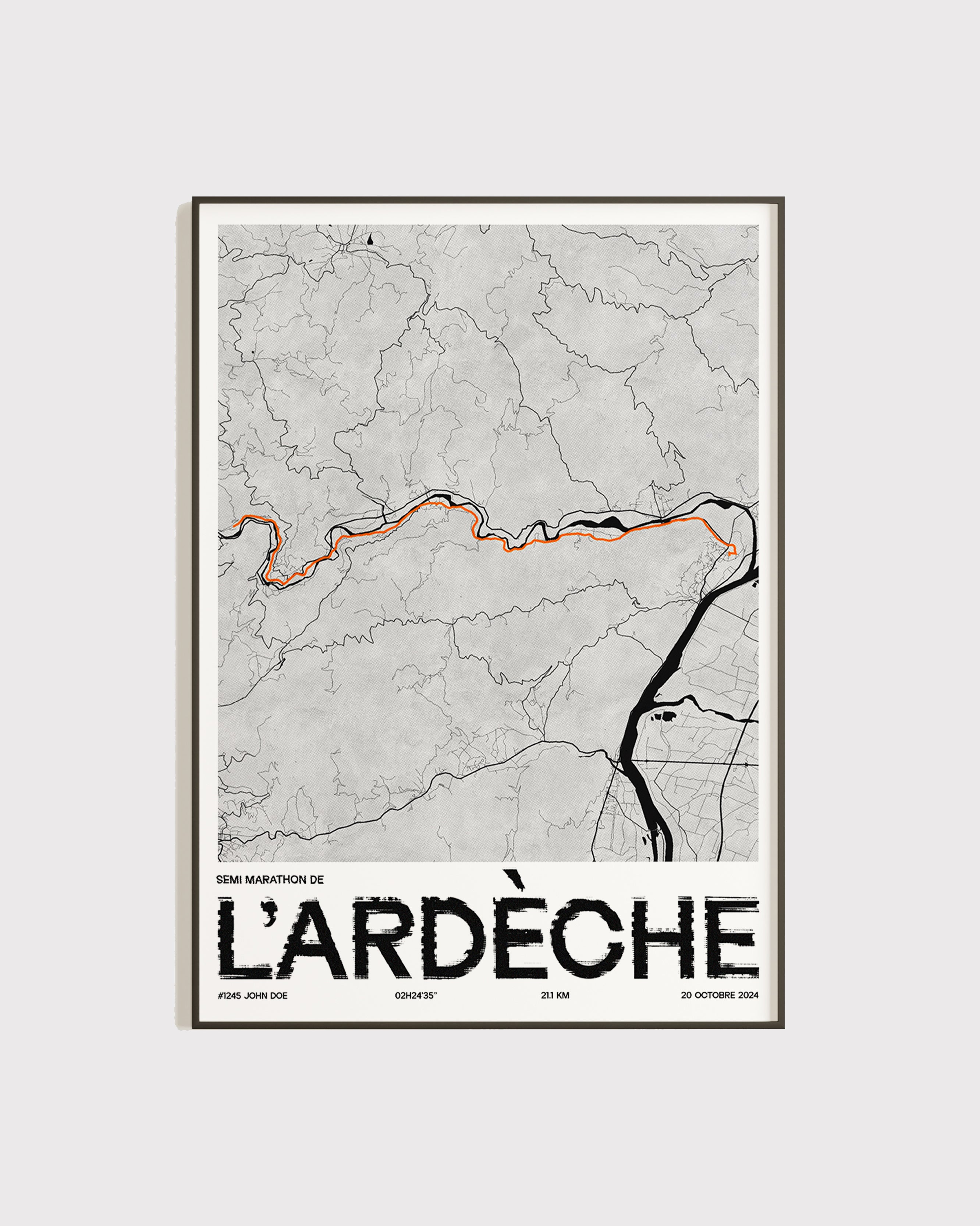 Affiche personnalisée Semi Marathon de l'Ardèche 2024 | Format A3 (29,7 x 42,0 cm)