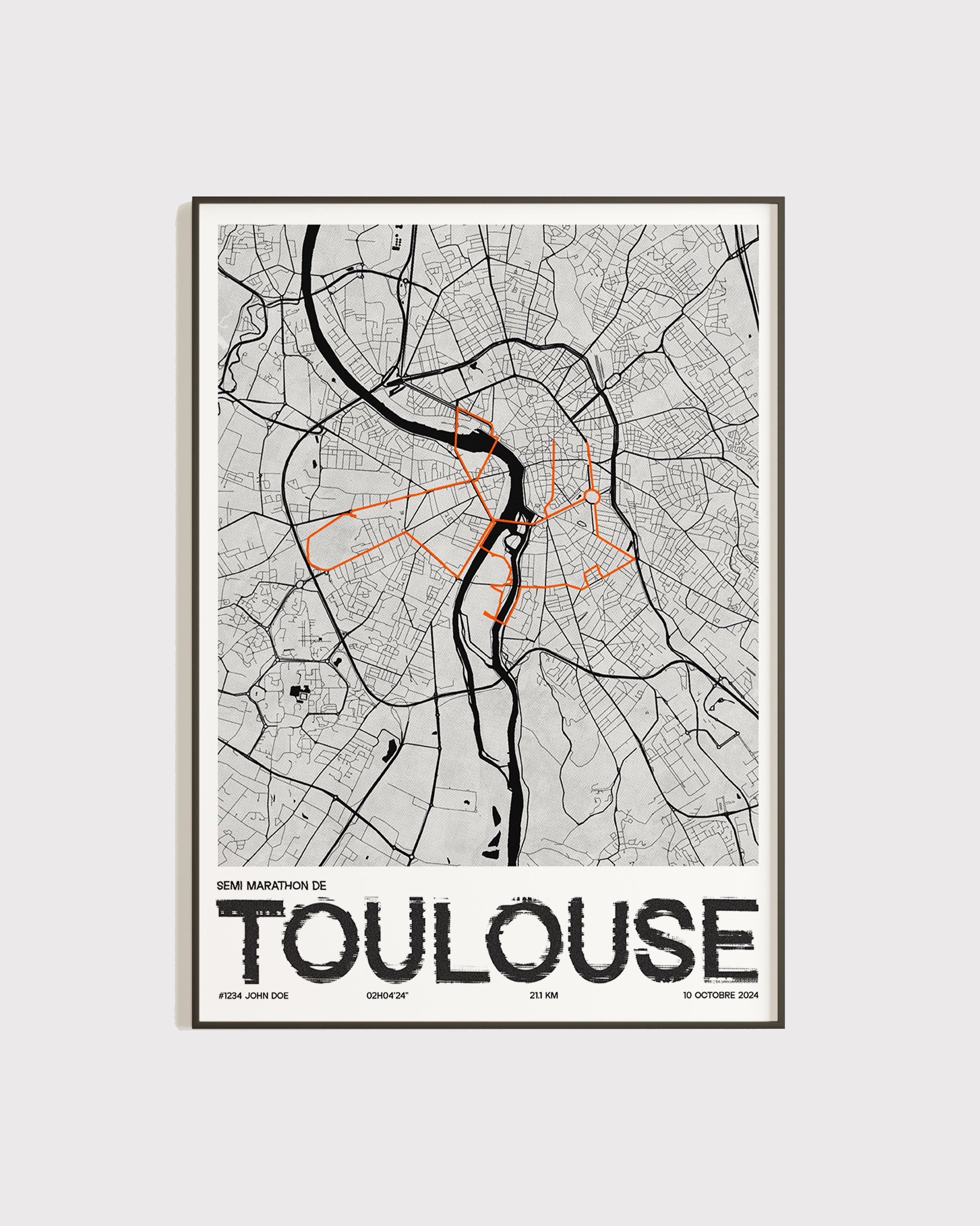 Affiche personnalisée Semi Marathon de Toulouse 2024 | Format A3 (29,7 x 42,0 cm)