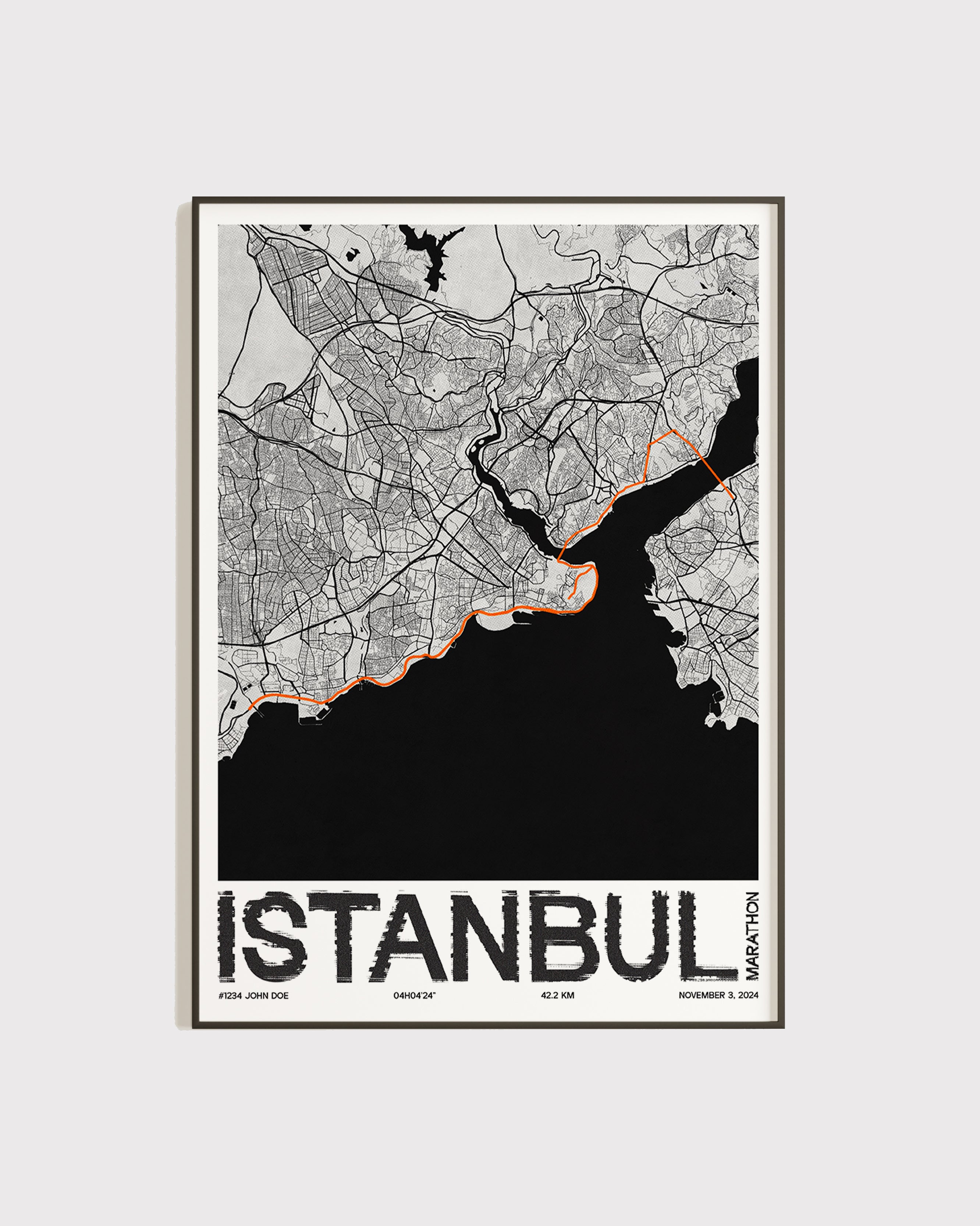 Affiche personnalisée Marathon d'Istanbul 2024 | Format A3 (29,7 x 42,0 cm)