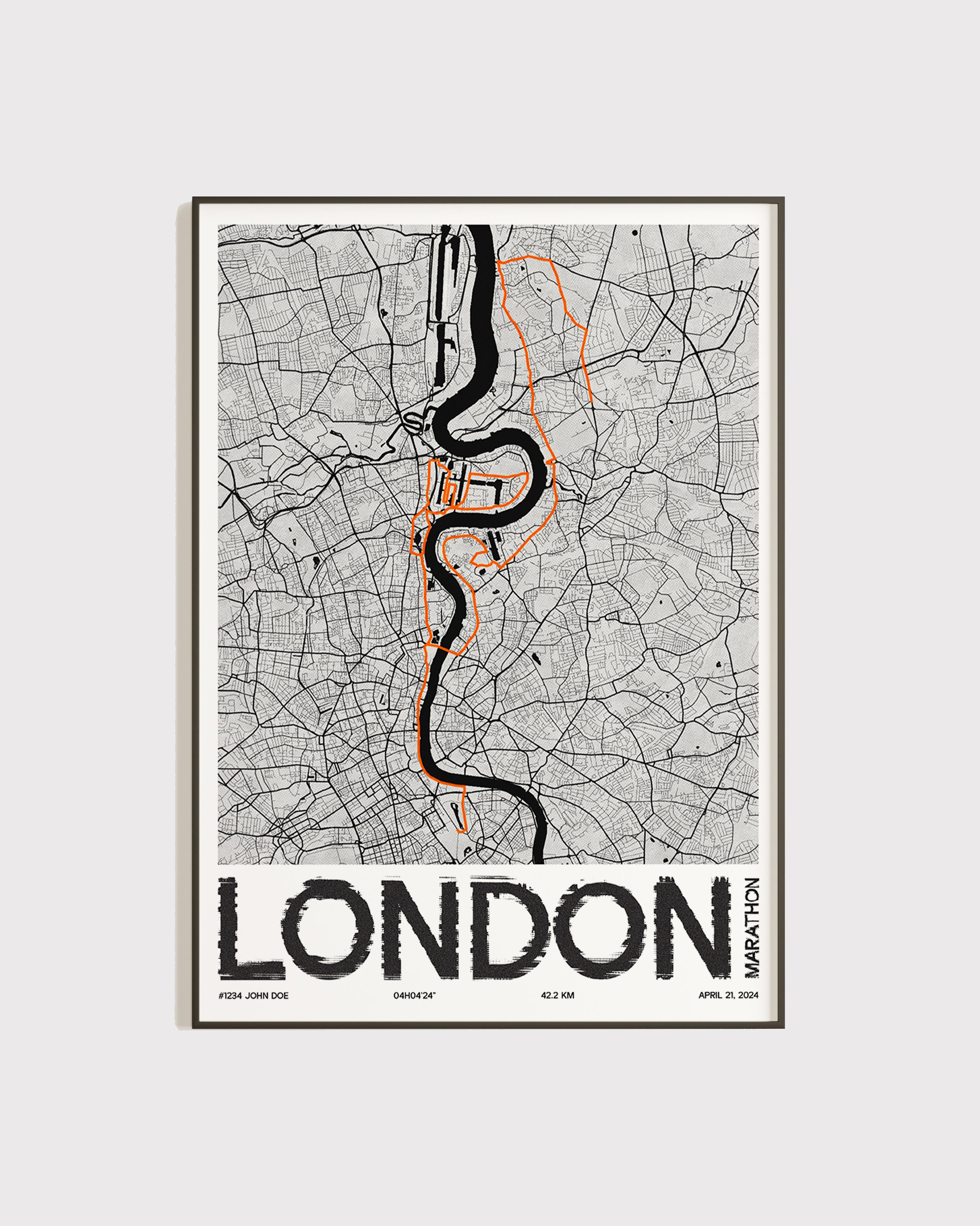 Affiche personnalisée Marathon de Londres 2024 | Format A3 (29,7 x 42,0 cm)