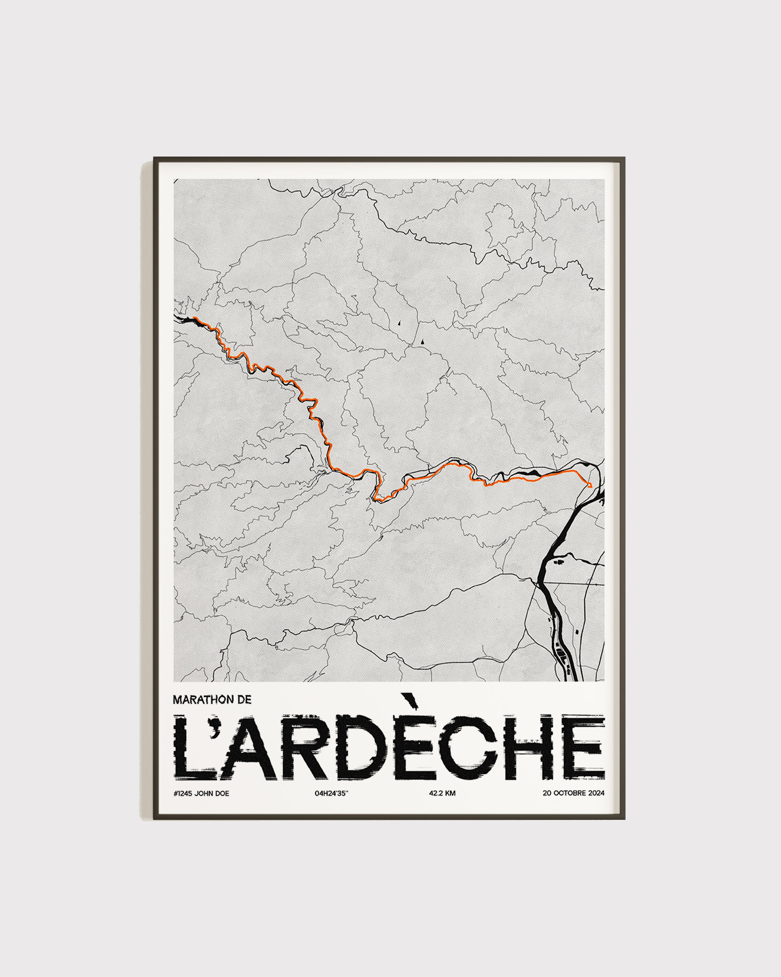 Affiche personnalisée Marathon de l'Ardèche 2024 | Format A3 (29,7 x 42,0 cm)