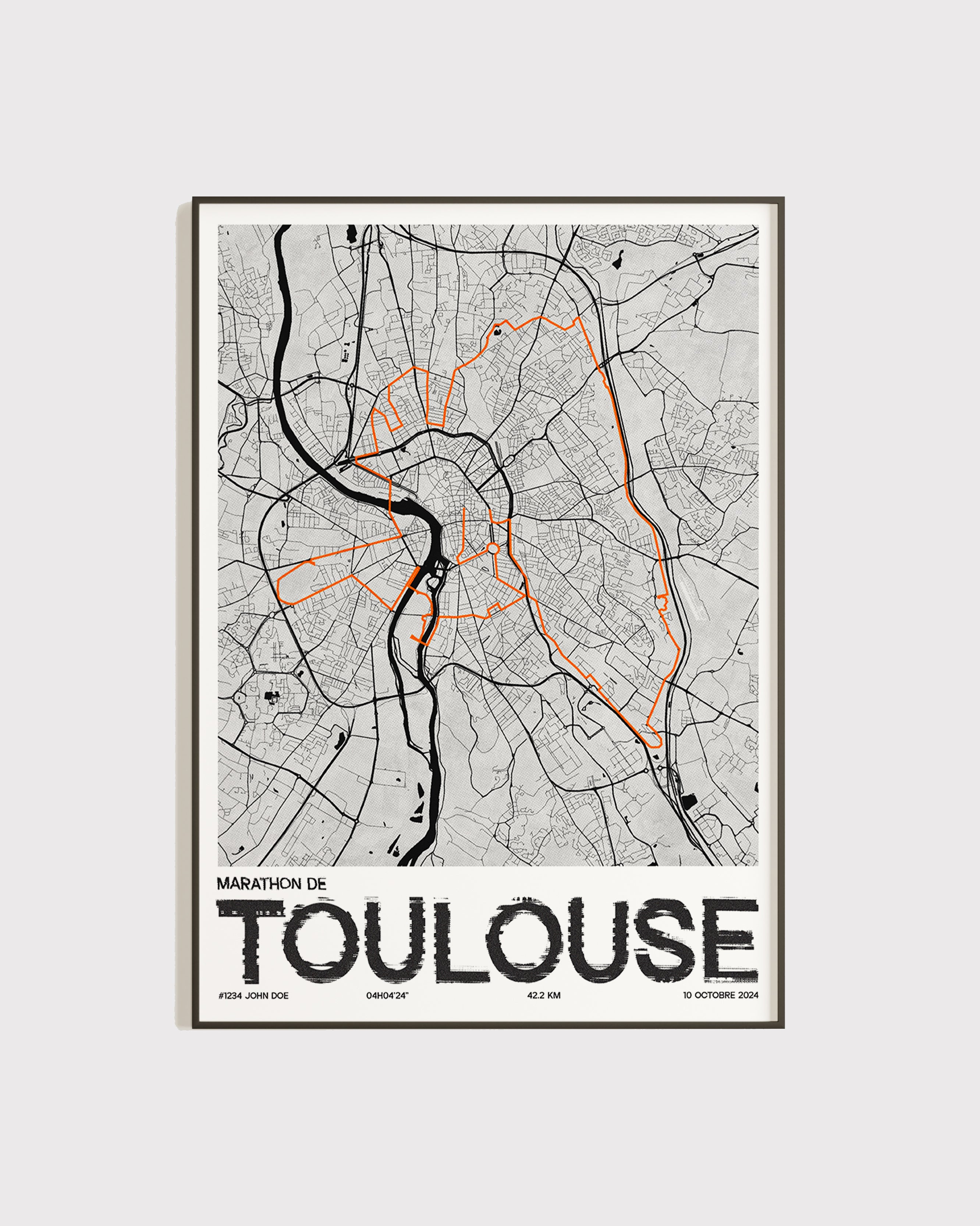 Affiche personnalisée Marathon de Toulouse 2024 | Format A3 (29,7 x 42,0 cm)