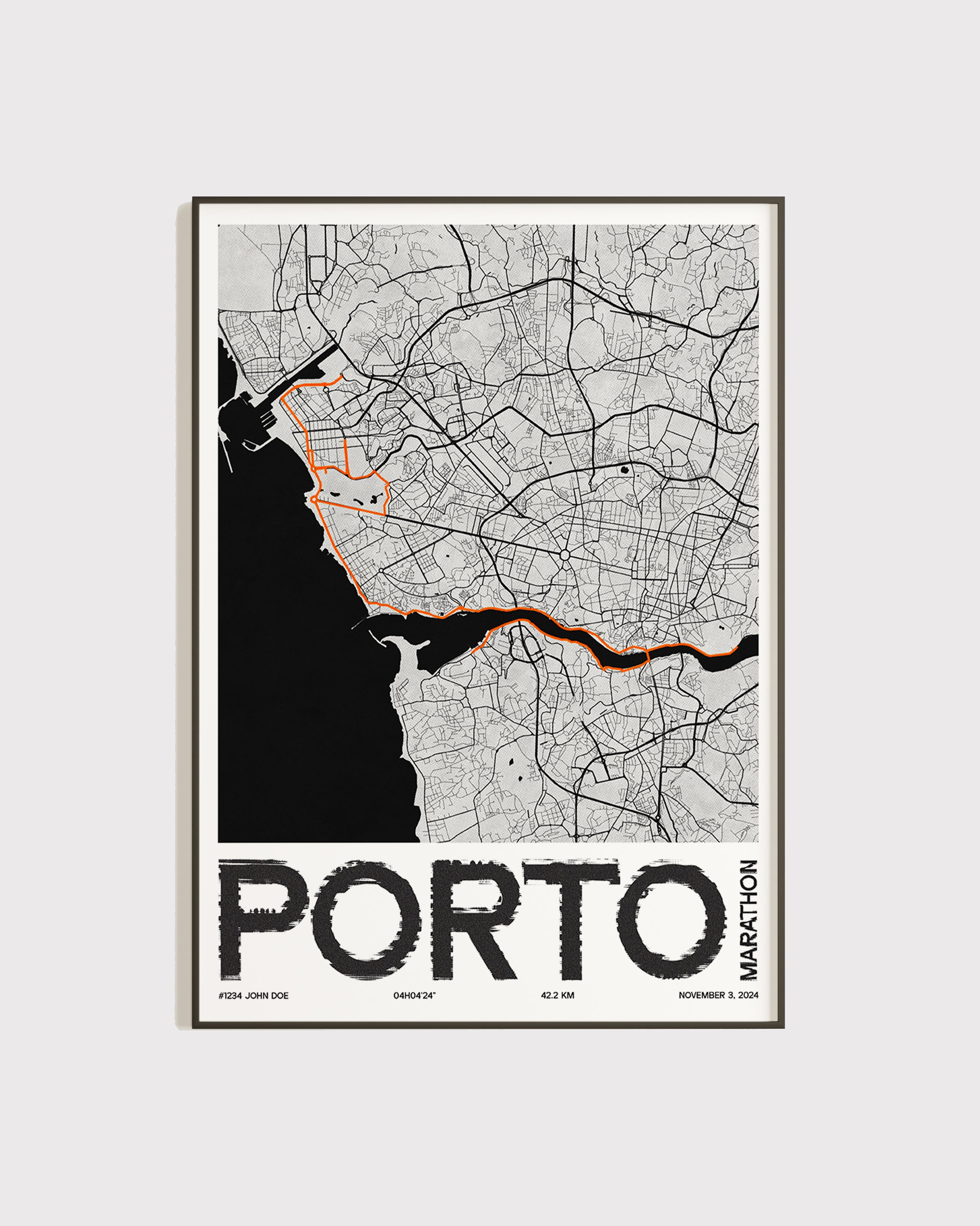 Affiche personnalisée Marathon de Porto 2024 | Format A3 (29,7 x 42,0 cm)